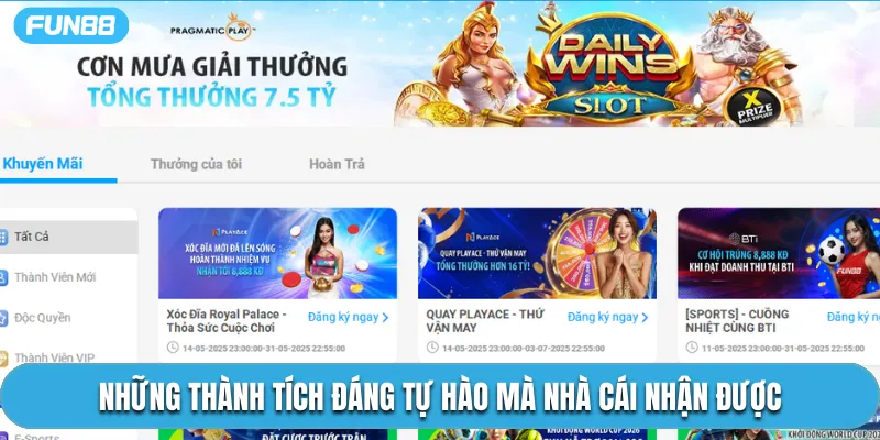 Những thành tích đáng tự hào mà nhà cái nhận được